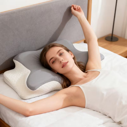 Cooling Butterfly Contour Memory Foam Pillow | Ergonomic Cervical Neck Support for Deep & Pain-Free Sleep