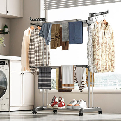 4-Tier Foldable Clothes Drying Rack – Heavy-Duty Metal Laundry Airer with Foldable Wings | Space-Saving Indoor & Outdoor Drying Stand