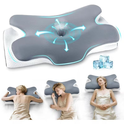 Cooling Butterfly Contour Memory Foam Pillow | Ergonomic Cervical Neck Support for Deep & Pain-Free Sleep