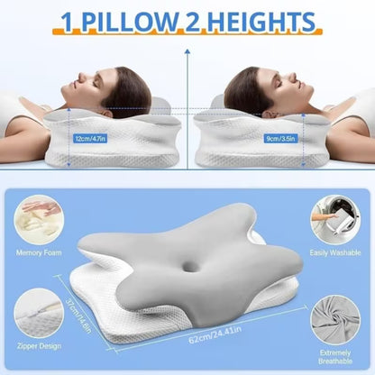 Cooling Butterfly Contour Memory Foam Pillow | Ergonomic Cervical Neck Support for Deep & Pain-Free Sleep