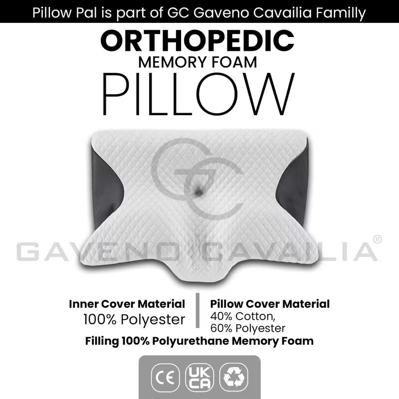 Contour Memory Foam Pillow | Butterfly Shape for Head & Neck Support | Ergonomic Design for All Sleepers | Removable Washable Cover
