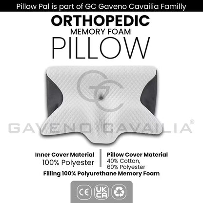 Contour Memory Foam Pillow | Butterfly Shape for Head & Neck Support | Ergonomic Design for All Sleepers | Removable Washable Cover