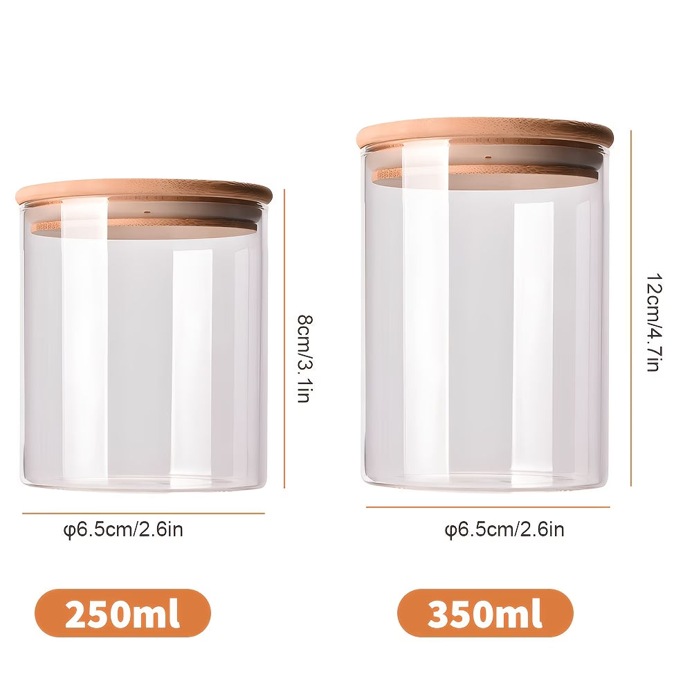 Premium 10-Piece Airtight Glass Storage Jar Set with Bamboo Lids | Kitchen Pantry Organization Containers | Includes Labels & Measuring Spoon