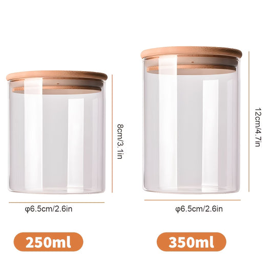 Premium 10-Piece Airtight Glass Storage Jar Set with Bamboo Lids | Kitchen Pantry Organization Containers | Includes Labels & Measuring Spoon