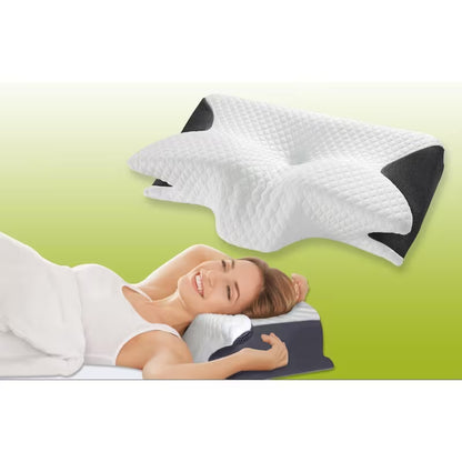 Contour Memory Foam Pillow | Butterfly Shape for Head & Neck Support | Ergonomic Design for All Sleepers | Removable Washable Cover