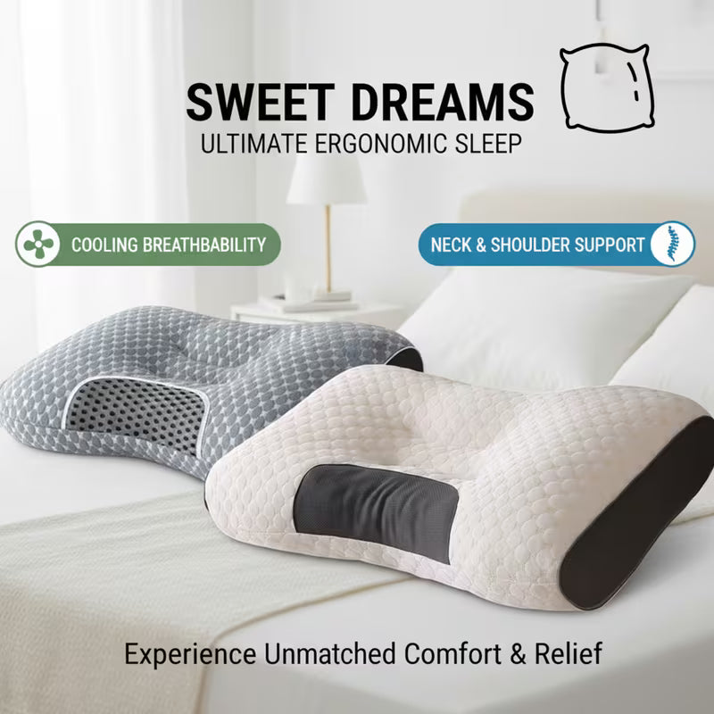 Ergonomic Memory Foam Neck Pillow | Adjustable Cervical Support Pillow with Removable Washable Cover | Breathable Orthopedic Pillow for Side, Back &amp; Stomach Sleepers