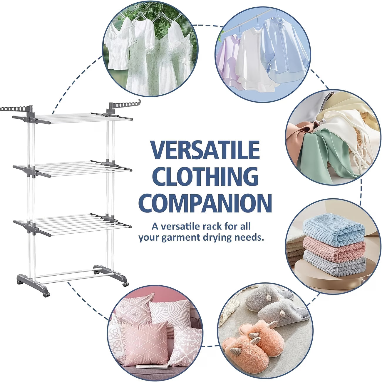 4-Tier Foldable Clothes Drying Rack – Heavy-Duty Metal Laundry Airer with Foldable Wings | Space-Saving Indoor & Outdoor Drying Stand