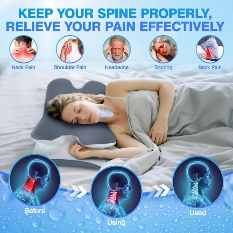 Cooling Butterfly Contour Memory Foam Pillow | Ergonomic Cervical Neck Support for Deep & Pain-Free Sleep