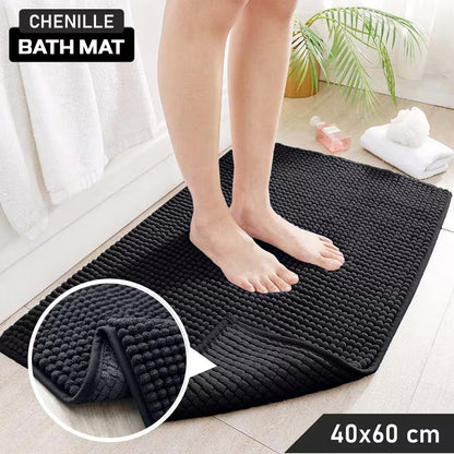 Luxury Soft Chenille Bath Mat | Ultra-Absorbent Non-Slip Bathroom Rug | Machine Washable Shower Floor Mat